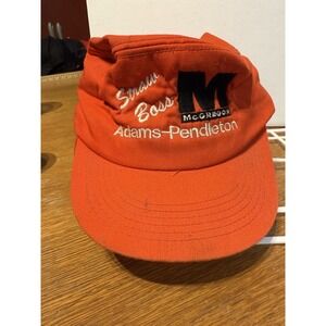 Vintage‎ McGregor Straw Boss Adams-Pendleton Hat Blaze Orange USA Fleece Lined